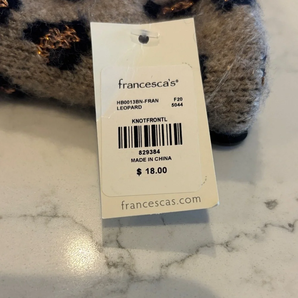Francesca's Collections Leopard Print Headband - Gray and Pink